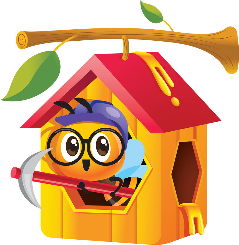 Workder bee inside honey house illustration